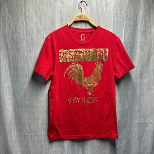 Guess Red and Gold Short Sleeve Tee size medium